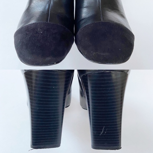 Ann Taylor Loft Black Ankle Booties Faux Leather/Suede Toe Side Zip Size 9.5M - Picture 9 of 14